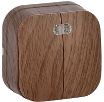 Выключатель двухклавишный для открытой установки с индикацией ВС20-2-1-ХД 10А GLORY дуб  IEK