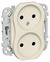 FLITE Розетка 2-местная без заземления без защитных шторок безвинтовое крепление 10А РС02-1-ФлСл сливочный IEK