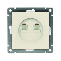 Розетка компьютерная двухместная UNIVERSAL серия "Афина" скрытой установки, 1А, RJ45, слоновая кость (ivory) (еврослот)