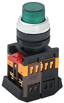 Кнопка ABLFP-22 зеленый d22мм неон/240В 1з+1р  IEK