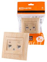 Розетка телефонная RJ11 + компьютерная RJ45 сосна "Лама"  TDM