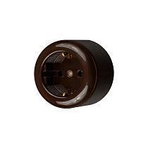 Розетка 1-местная, 220B, Schuco, евростандарт, керамика, коричневый JANTERA