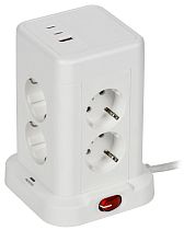 DOMINIC Удлинитель У08K 8 мест 2P+PE 1,5м 3х1,0мм2 16А/250В USB A+C 20Вт белый IEK