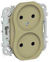 FLITE Розетка 2-местная без заземления без защитных шторок безвинтовое крепление 10А РС02-1-ФлО оливковый IEK