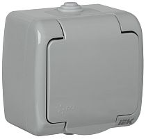 РСш12-2-А Розетка 1-ая с заземляющим контактом открытая установка 16А IP54 AQUATIC  IEK