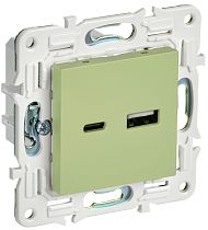 SKANDY Розетка USB A+C 18Вт SK-R13G мятный IEK