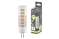 Лампа светодиодная G4-5 Вт-AC/DC 12 В-3000 К, SMD, 16x57 мм  TDM