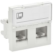 PRIMER РКИ-22-00-П-5 Розетка компьютерная RJ45 UTP кат.5E (2 модуля 2 входа) белая  IEK