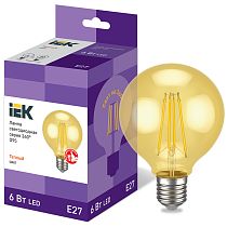 Лампа светодиодная G95 шар золото 6Вт 230В 2700К E27 Filament IEK Лампа светодиодная G95 шар золото 6Вт 230В 2700К E27 Filament IEK