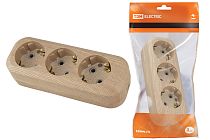 Колодка розеточная 3 гнезда 2П+3 16А 250В "Эко" (сосна)  TDM