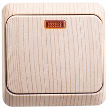 ЭТЮД открытая установка Сосна Выключатель 1 клавишный  с подсветкой (сх. 1) Systeme Electric (Schneider Electric)