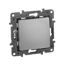 ETIKA Выключатель 1-клавишный 10А безвинтовое крепление алюминий