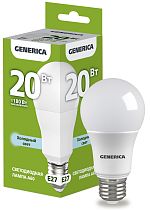 Лампа светодиодная A60 груша 20Вт 230В 6500К E27 GENERICA IEK