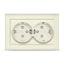 Розетка двухместная серия "Бриллиант" с/з, с/у, з/ш 16А, 220В, "слоновая кость" (ivory), (еврослот) UNIVERSAL