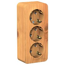 Blanca открытая установка с изолированной пластиной Ясень Розетка тройная с заземлением 16А Systeme Electric (Schneider Electric)