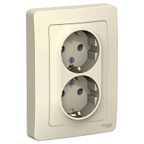Blanca скрытая установка Молочный Розетка двойная с заземлением, 16А Systeme Electric (Schneider Electric)