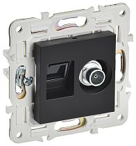 SKANDY Розетка двойная TV+RJ45 кат.5E SK-A14Bl черный IEK SKANDY Розетка двойная TV+RJ45 кат.5E SK-A14Bl черный IEK
