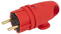 Вилка ЭРА VX11-R-IP44 каучуковая c заземлением 16А IP44 с кольцом угловая красная Вилка ЭРА VX11-R-IP44 каучуковая c заземлением 16А IP44 с кольцом угловая красная