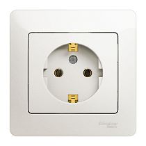 Glossa Перламутр Розетка с заземлением, 16А (в сборе с рамкой) Systeme Electric (Schneider Electric)