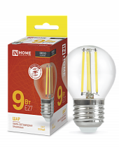 Лампа светодиодная LED-ШАР-deco 9Вт 230В Е27 3000К 1040Лм прозрачная IN HOME