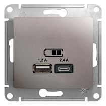 Glossa Платина Розетка USB A+С, 5В/2,4А, 2х5В/1,2 А Systeme Electric (Schneider Electric) Glossa Платина Розетка USB A+С, 5В/2,4А, 2х5В/1,2 А Systeme Electric (Schneider Electric)