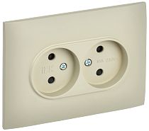 SKANDY Розетка 2-местная без заземления с защитными шторками 10А в сборе SK-R09B бежевый IEK