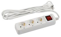 Удлинитель ЭРА с заземлением, U-3es-5m-3x1,5 с выключателем 3 гнезда, 5м, ПВС, 3х1,5мм2