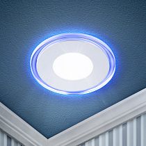Светильник ЭРА LED 3-9 BL светодиодный круглый c cиней подсветкой LED 9W 220V 4000K