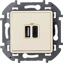 INSPIRIA Зарядное устройство USB А+С 3000мА 5В слоновая кость