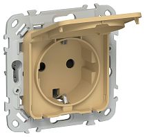 FLITE Розетка с заземлением с защитными шторками и крышкой безвинтовое крепление 16А IP44 РСшкр11-1-44-ФлШм шамуа IEK