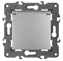 Розетка ЭРА Elegance 14-2103-03 16А 250В алюминий с заземлением со шторками с крышкой