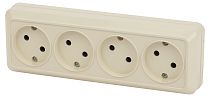 Розетка Intro Quadro 2-207-02 без заземления четырехместная 4х2P 16А-250В IP20 ОУ слоновая кость