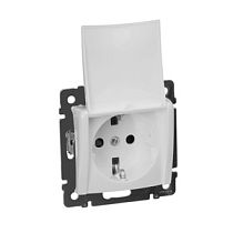 Розетка с заземлением в рамку с крышкой белая VALENA Legrand