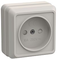 РСш20-2-ОКм Розетка 1местная без заземления  с защитными шторками 10А открытое устройство Октава (кремовый) IEK