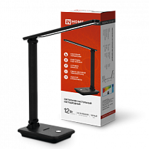 Светильник настольный светодиодный SIMPLE ССО-06Ч 12Вт 600Лм сенсор, с подставкой под телефон, адаптер ЧЕРНЫЙ IN HOME