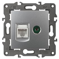 Розетка ЭРА Elegance 14-3110-03 алюминий RJ45+TV Розетка ЭРА Elegance 14-3110-03 алюминий RJ45+TV