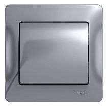 Glossa Алюминий Выключатель 1 клавишный , сх.1, 10АХ (в сборе с рамкой) Systeme Electric (Schneider Electric)