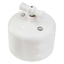 Выключатель/переключатель поворотный, проходной, одинарный, керамика, белый JANTERA