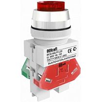 Выключатель кнопочный ABLFP ?22 мм LED ЗЕЛЕНЫЙ 24В AC/DC ВK-22  DEKraft