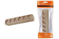 Колодка розеточная 6 гнезд 2П б/з 10А 250В "Эко" (сосна)  TDM