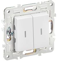 SKANDY Выключатель 2-клавишный проходной с индикацией 10А SK-V10W арктический белый  IEK