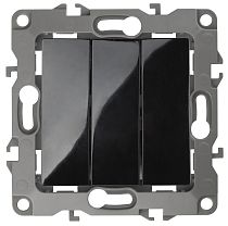 Выключатель ЭРА 12 12-1107-06 10А 250В чёрный трёхклавишный