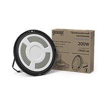 Светильник подвесной Gauss UFO 200Вт 24000lm 5000K 175-265V IP65 d310х88мм черный скобка в комплекте