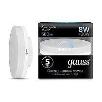 Лампа светодиодная Gauss GX53 8Вт 680lm 4100K диммируемая Лампа светодиодная Gauss GX53 8Вт 680lm 4100K диммируемая