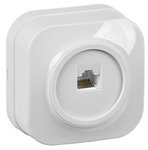 Розетка одноместная для открытой установки компьютерная РК10-ХБ GLORY белый  IEK