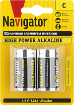 Элемент питания алкалиновый NBT-NE-LR14-BP2 (блистер 2шт) Navigator