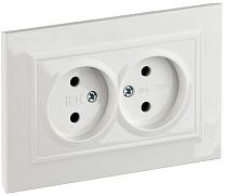 BRITE Розетка 2-местная без заземления с защитными шторками 10А в сборе РСш12-2-БрБ белый  IEK