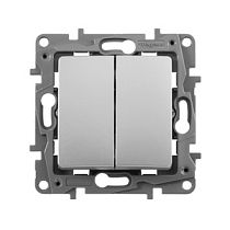 Выключатель двухклавишный автоматические клеммы 10 AX 250 В, алюминий Etika Legrand