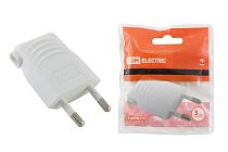 Вилка б/з белая 10А 250В (евровилка CEE 7/16) угловой вывод проводника  TDM