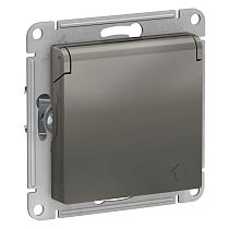 AtlasDesign Сталь Розетка с заземлением, со шторками, с крышкой, 16А Systeme Electric (Schneider Electric)
